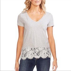 Vince Camuto Lace Hem T Shirt